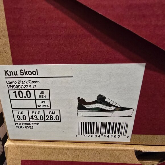 Vans Knu Skool Mens Casual Shoes Camo Green Black VN000D22YJ7 Size 10 NIB - Picture 13 of 13